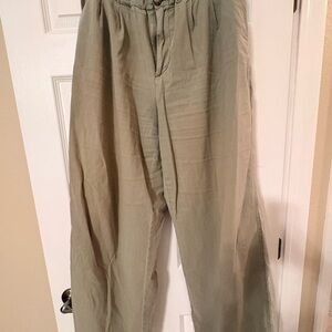 LOFT Wide Leg Green Relaxed Pants